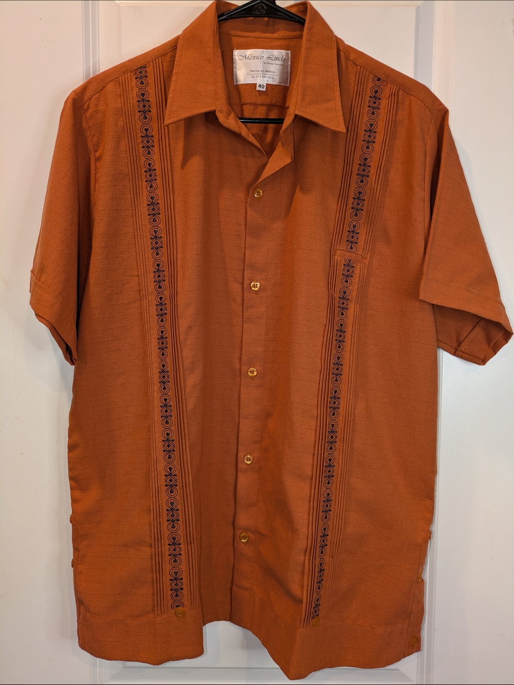Mexico Lindo Guayabera Men's Shirt 40 Embroidered Cuban Camp Made In Mexico